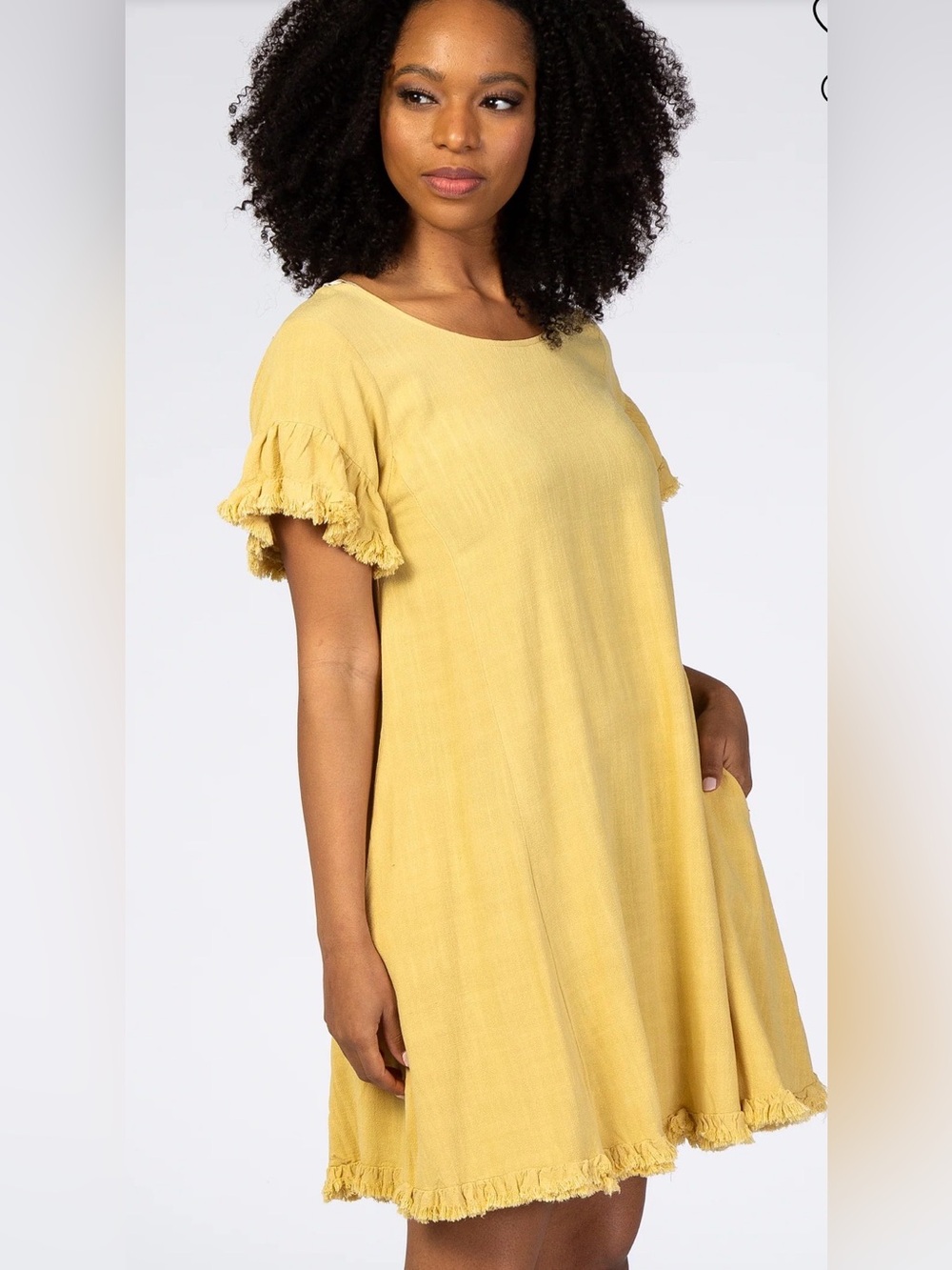 UMGEE Women’s Mustard Ruffle Sleeve dress